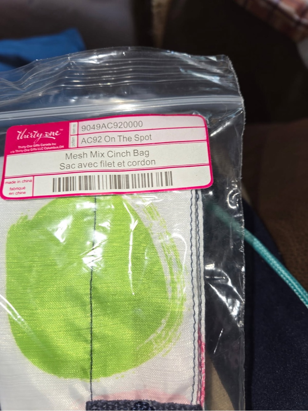 thirty-one On The Spot Cinch Bag - Lime Spot on White